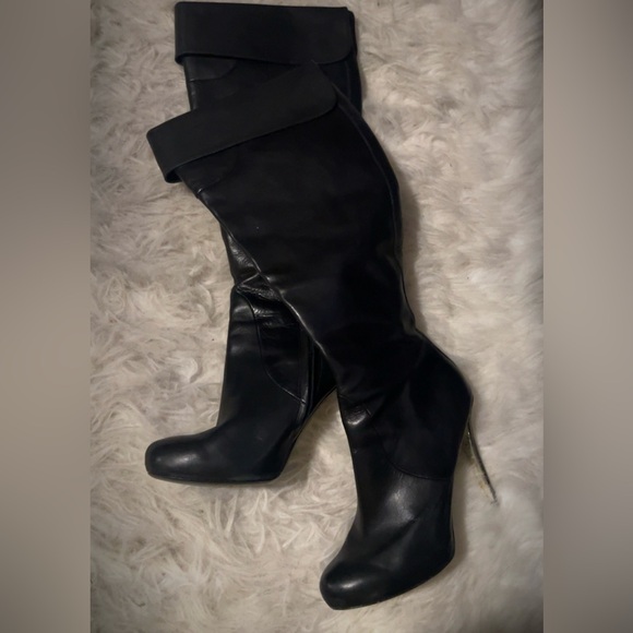 Marciano | Women’s High Quality Black Leather Knee High Boots Heels Shoes - Picture 10 of 10